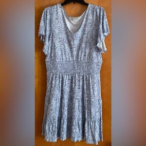 Loft Floral Smocked Waist Tiered Dress